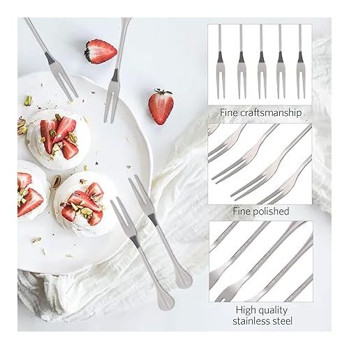  HERCHR Stainless Steel Chip Fork, 5 Pieces Stainless Steel Fruit Forks, 12 cm/4.72 in Fondue Accessories, Cheese Fondue Forks, Thickened Dinner Forks with Durable Handle for Chocolate Fountain, Cheese