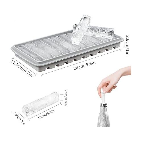  LessMo Silicone Ice Stick Tray with Lid, Ice Cube Tray for Water Bottles & Sports Bottles, Makes 10 Sticks