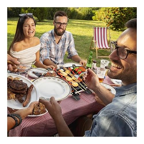  VNIMTI Raclette Grill with 8 Mini Pans, Non-Stick Grill Plate, Continuously Adjustable Temperature, Table Grill for 8 People, 1200 Watts