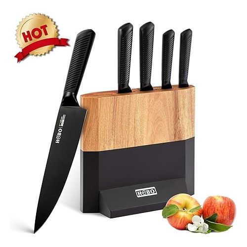  HOBO Knife Block Set, Kitchen Knife Set, Chef's Knife Set With Sharpener, Stainless Steel Knife Block Set Made Of Stainless Steel With High Carbon Content, Boxed Knife Set