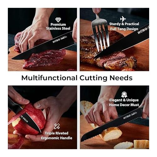  HOBO Knife Block Set, Kitchen Knife Set, Chef's Knife Set With Sharpener, Stainless Steel Knife Block Set Made Of Stainless Steel With High Carbon Content, Boxed Knife Set