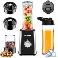 KITCANIS 3-in-1 Blender Smoothie Maker, 800 W Mini Stand Mixer Blender Electric, 3 Adjustable Speeds, 2 x 600 ml Portable Bottle and 300 ml Grinding Cup for Ice, Fruit, Vegetables, Nuts