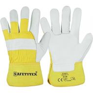 Safetytex Work Gloves Cowhide Leather Gloves Protective Gloves EN388 (Size 8, 60 Pairs)