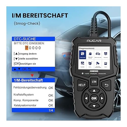  OBD2 Diagnostic Device, mucar CDE500 Diagnostic Device Car Large LCD Screens, Classic Improved Car Reader with Shortcut Buttons, Car Reader for OBDII/EOBD Protocol - Engine Diagnostic System Only