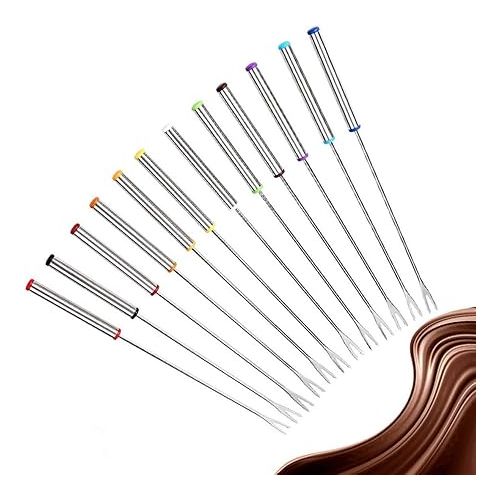  mengger Fondue Forks Stainless Steel 18 Pieces 24 cm Skewers Fondue Fork with Stainless Steel Handle for Cheese Chocolate Roasting Marshmallows Meat Fruit Chocolate Fountain Cheese Forks Fondue Fork