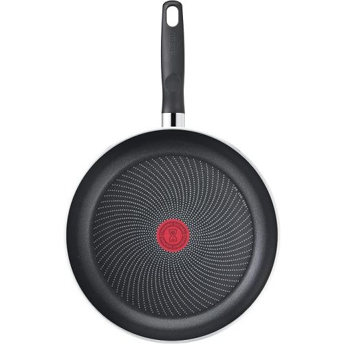  Tefal C26706 Start'Easy Frying Pan 28 cm Aluminium Titanium Non-Stick Coating Thermal Signal Technology Thermal Fusion Base for All Hobs Includes Induction Black