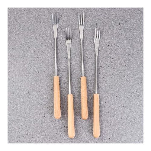  YARNOW Pack of 6 Cheese Fondue Forks Barbecue Skewer Forks with Heat Resistant Wooden Handle for Chocolate Cheese Fondue Marshmallow Roast