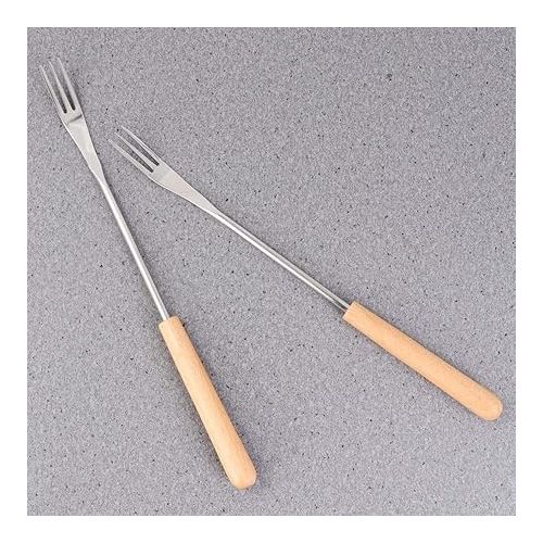  YARNOW Pack of 6 Cheese Fondue Forks Barbecue Skewer Forks with Heat Resistant Wooden Handle for Chocolate Cheese Fondue Marshmallow Roast