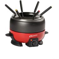 Ohmex OHM-FND-1000G Fondue Cooker, 800 W, Thermostat, Adjustable, 6 Fondue Forks for Pans, Non-Stick Coating, 2 L, Black/Red