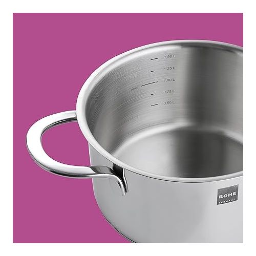  ROHE Germany Fabio 208291-16 Fondue, 16 cm, Stainless Steel, 2.2 Litres