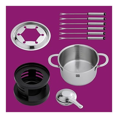  ROHE Germany Fabio 208291-16 Fondue, 16 cm, Stainless Steel, 2.2 Litres