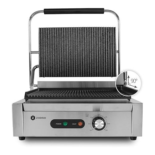  ZORRO Contact Grill ZGR 1 - Gastro - 2200 W - Sandwich Grill Panini Grill - Electric Grill - Steak Grill