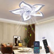 Wildcat Ceiling Fan with Lighting Quiet Modern LED with Remote Control Timer Flower Shape Design Fan Ceiling Light for Bedroom Kitchen