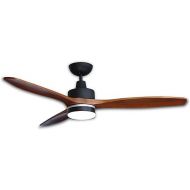 Pepeo Notos Ceiling Fan with LED Lighting, Very Quiet Ceiling Fan with Remote Control and Reverse Running, Fan Diameter 132 cm, Colour: Black/Dark Wood