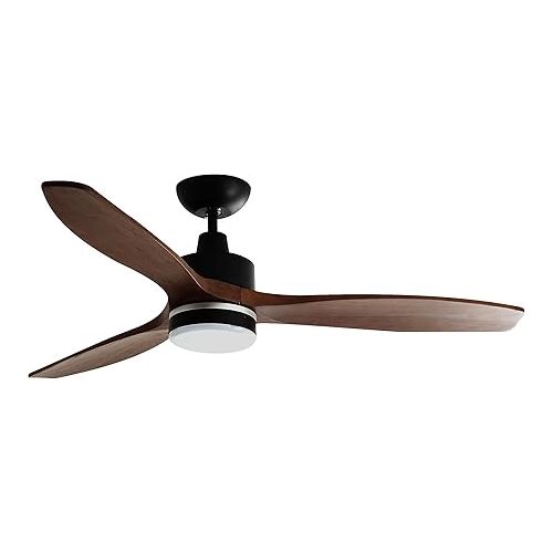  Pepeo Notos Ceiling Fan with LED Lighting, Very Quiet Ceiling Fan with Remote Control and Reverse Running, Fan Diameter 132 cm, Colour: Black/Dark Wood