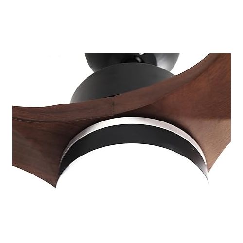 Pepeo Notos Ceiling Fan with LED Lighting, Very Quiet Ceiling Fan with Remote Control and Reverse Running, Fan Diameter 132 cm, Colour: Black/Dark Wood