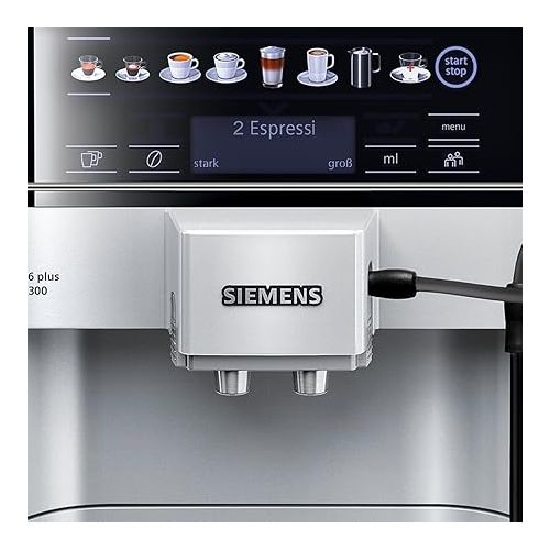  Siemens EQ.6 Plus s300 TE653501DE Fully Automatic Coffee Machine (1,500 Watts, Ceramic Grinder, Touch Sensor Direct Selection Buttons, Personalised Drink) Silver