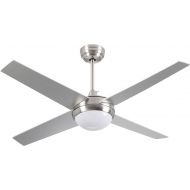 Dayron Montana Ceiling Fan with Quiet LED Light, 4 Blades, 56 W Power, Silver Ceiling Fan with Remote Control and 6 Adjustable Speeds