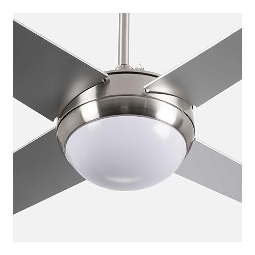  Dayron Montana Ceiling Fan with Quiet LED Light, 4 Blades, 56 W Power, Silver Ceiling Fan with Remote Control and 6 Adjustable Speeds