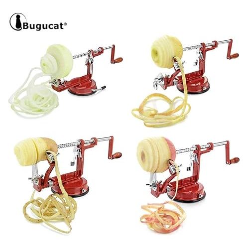  Bugucat Apple Peeler, Professional Apple Slicer, Apple Peeler, Spiral Cutter, Apple Corer, Peeler, Potato Fruit Cutter, 3 in 1 Function in Premium Quality