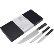 Ferraux Professional Set of 3 Stainless Steel Chef's Knives 20 cm (Japanese) - Meat Knife - Utility Knife - Stainless Steel - Wood Effect Handle - Forged from One Piece
