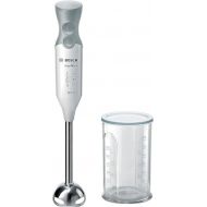 Bosch MSM66110 ErgoMixx hand blender (600 W, with accessories, stainless steel mixing foot, dishwasher-safe, QuattroBlade, with shaker) white / gray