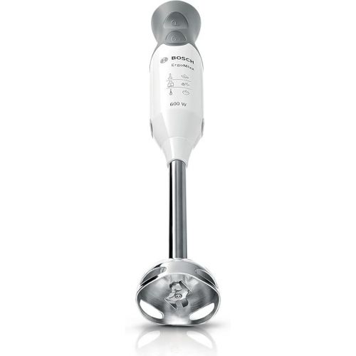  Bosch MSM66110 ErgoMixx hand blender (600 W, with accessories, stainless steel mixing foot, dishwasher-safe, QuattroBlade, with shaker) white / gray