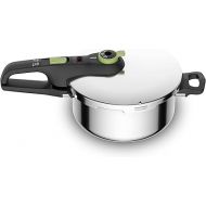 Tefal P2580400 Secure Trendy Pressure Cooker 4 L | 2-Level Cooking Regulator: Intensive Level 117 °C, Gentle Level 112 °C | Induction Capsule Base | for All Hob Types | Short Handle | Stainless Steel
