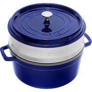 Staub 40510-604-0 Casserole Dish Round and Flat with Steam Insert 26 cm Dark Blue