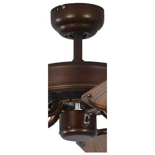  Pepeo Deckenventilator ohne Beleuchtung Potkuri, Gehause Bronze Antik, Wendeflugel Eiche oder Eiche mit Rattaneinlage, 132 cm, fur Raume bis zu 25m132