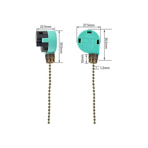  Bassulouda ZE-268S6 Deckenventilator, 4 Stuck, 3 Geschwindigkeitsstufen, 4 Drahte, Zugkettensteuerung, Gerate, Schalter, Teile (Silber)