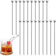 DONQL Stainless Steel Cocktail Sticks Set Reusable Fruit Sticks Toothpicks Metal Martini Skewers Drink Picks for Cocktail Party, Barbeque Snacks, Appetizers etc. (20 Pieces)