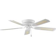 Dekon White Liane BC 837 Deckenventilator mit 5 Holzflugeln, 132 cm, Geflecht