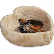Hanobe Decorative Bowl Wooden Bowl: Heart Key Bowl Key Shell Wooden Table Decoration Heart Shape Large Vintage Decorative Bowls Large Wooden Bowls Autumn Table Decoration 24 cm