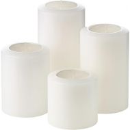 EDZARD Set of 4 Cornelius Pine Tea Light Holders, Diameter 6 cm, Height 6, 8, 10, 12 cm, Perfect for Advent Wreaths, Heat Resistant up to 90 Degrees, Plastic, White