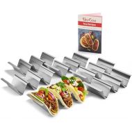 Uno Casa Taco Holder Set of 6 - Metal Taco Holder for Taco Bowls, Heavy Duty Taco Stand for Taco Tuesday or Taco Shell Shape - U-shaped Taco Rack and Recipe Book