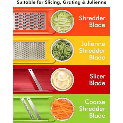  Geedel 4 in 1 Multifunctional Mandolin Vegetable Slicer, Onion Cutter, Vegetable Cutter, Manual Cheese Grater, Julienne Cutter, Cucumber Slicer, Grater for Vegetables, Apple Grater, Potato Cutter