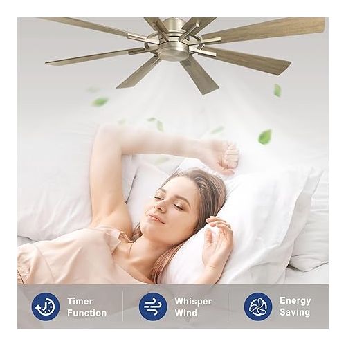  Depuley 72 Inch Modern Ceiling Fan with Remote Control, Quiet Ceiling Fan without Light, Speed, Wood Grain 8 Blades, for Bedroom, Kitchen, Living Room, Balcony