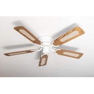 Pepeo - Kisa ceiling fan without lighting | Fan with pull switch in white with reversible blades in oak and walnut wood look, diameter 105 cm. (colour: white, oak/walnut)