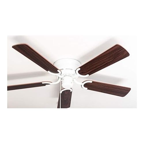  Pepeo - Kisa ceiling fan without lighting | Fan with pull switch in white with reversible blades in oak and walnut wood look, diameter 105 cm. (colour: white, oak/walnut)