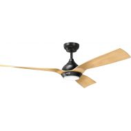 reiga 132 cm Smart Ceiling Fan with Dimmable LED Lighting & Remote Control, 3 Colour Temperatures, DC Motor 6 Speeds, Compatible with Alexa, Google Home App, Wood & Black