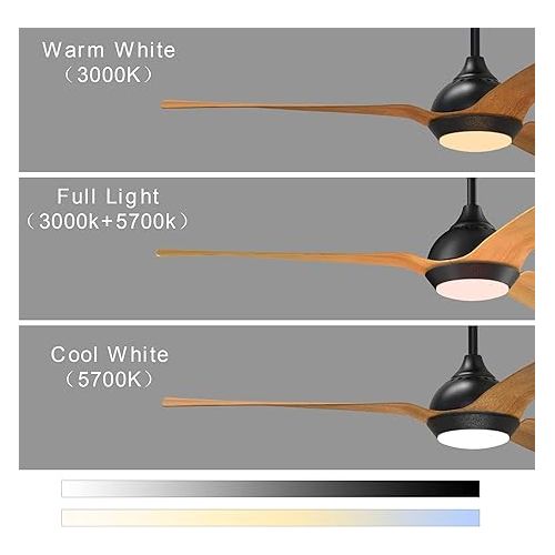  reiga 132 cm Smart Ceiling Fan with Dimmable LED Lighting & Remote Control, 3 Colour Temperatures, DC Motor 6 Speeds, Compatible with Alexa, Google Home App, Wood & Black