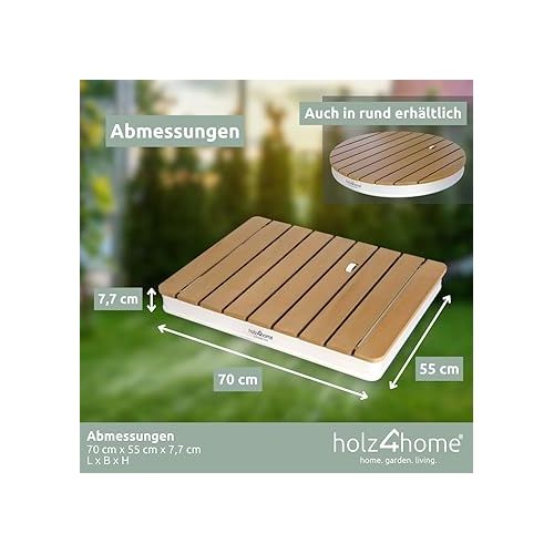  holz4home® Floor Shower as Garden Shower or Pool Shower I Square Made of WPC and Aluminium I Height-Adjustable Water Jet with Foot Wheel I Sauna Shower Outdoor with Garden Hose Connection