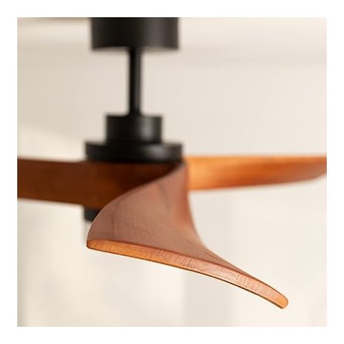  CREATE / Wind Curve / Ceiling Fan with Lighting, Black Dark Wood Wings with Lighting, WLAN and Remote Control, 40 W, Quiet, Diameter 132 cm, 6 Speeds, Timer, DC Motor, Summer Winter Operation