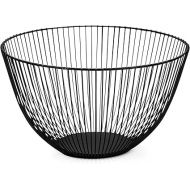 HOMQUEN Fruit Basket, Fruit Bowl, Fruit Basket Made of Metal Wire for the Kitchen, Fruit Bowl for Kitchen Counter, Basket for Fruit, Vegetables, Bread, Snacks, Kitchen Aid (Round High, Black)