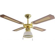 ARDES - AR5A107D Ceiling Fan 4 Blades with Ceiling Light - Ceiling Fan with Light Wood/Viennese Mesh - Ceiling Fan 3 Speeds, Cable Switch Diameter 107 cm, White