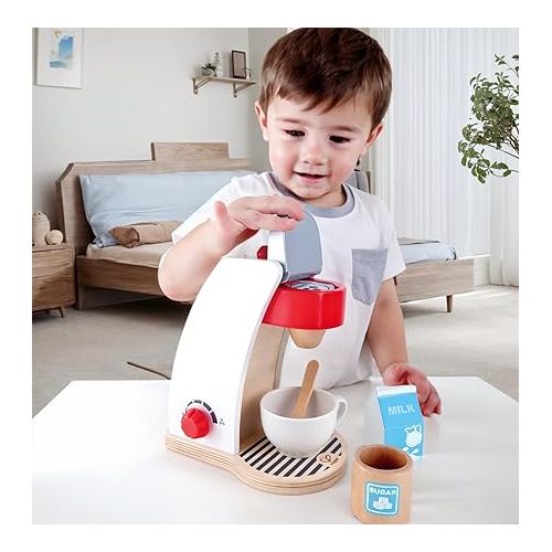  Hape E3146 wooden My Coffee Machine accessories for children's kitchen and shops.