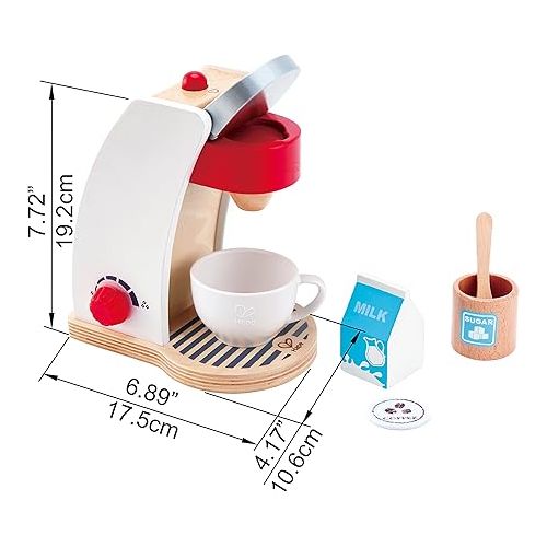  Hape E3146 wooden My Coffee Machine accessories for children's kitchen and shops.
