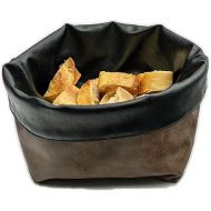 Bread basket XL made of PU leather, double-sided two-tone decorative stitching, waterproof, washable, faux leather look for bread and rolls, storage for catering or at home