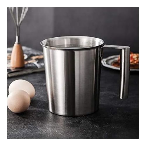  Measuring Jug Stainless Steel 1 Litre Milk Jug Stainless Steel Measuring Jug with Measuring Units and Handle Metal Jug Dishwasher Safe